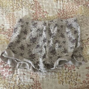 Jamie Kay High Waist Floral Ruffle Shorts - Cream and Purple